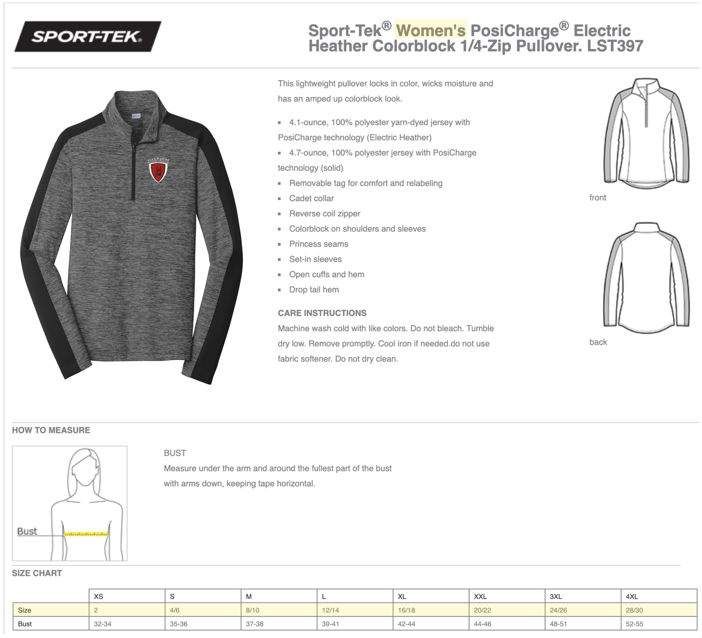 HWC Logo - 1/4 Zip Polyester Colorblock Pullover - Embroidered