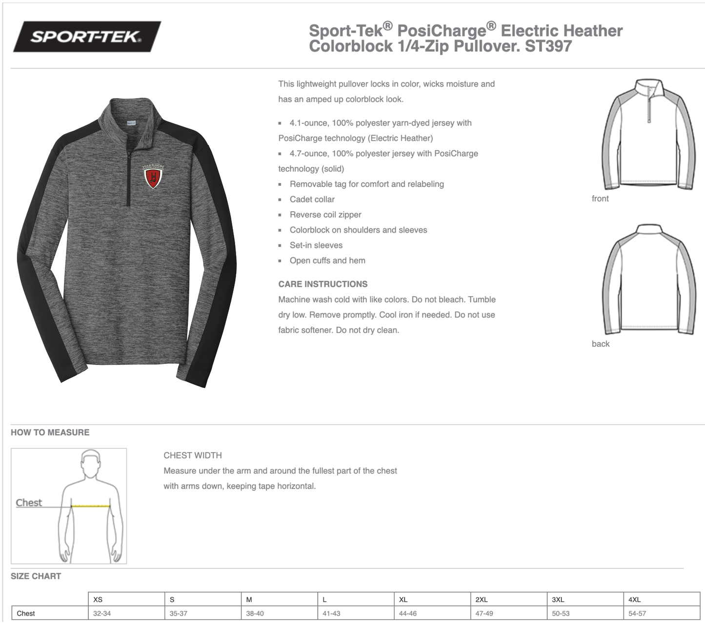 HWC Logo - 1/4 Zip Polyester Colorblock Pullover - Embroidered